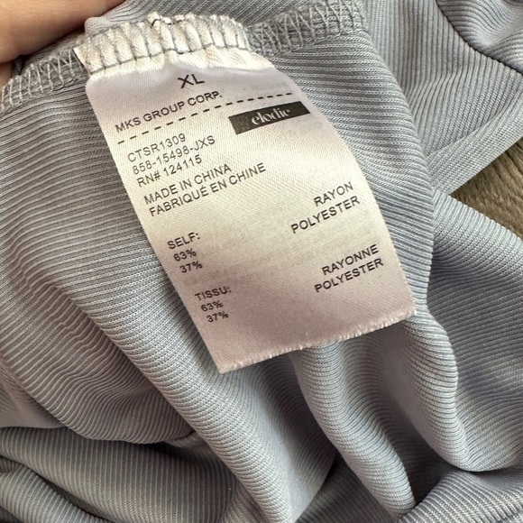 Elodie BUNDLE White Blue Ribbed Crew Neck Long Sleeved Body Suit XL - Picture 5 of 9